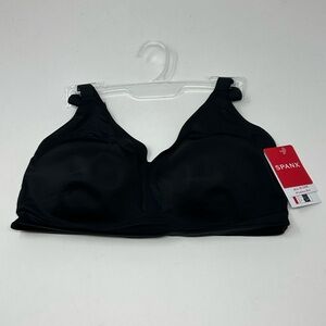 NEW Spanx All-In-One Wireless Bra Sz L Black Cups D-DD Nylon Elast $64 W1